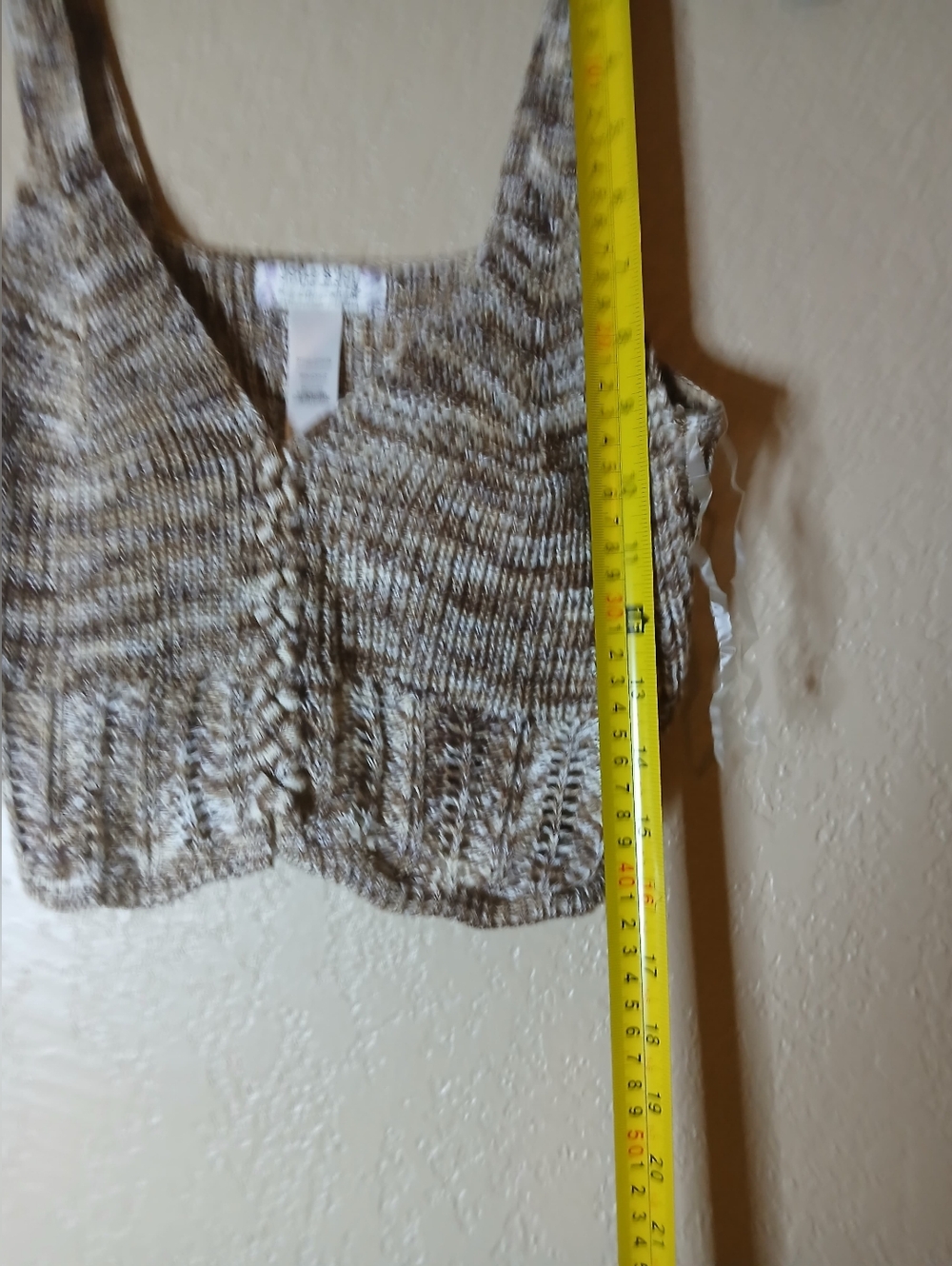 Knit Crop Tank Top in Brown and Cream - Picture 6 of 8